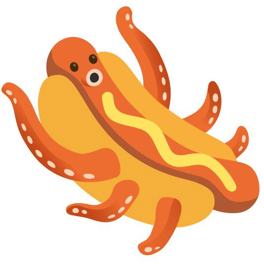 Emoji Kitchen Octopus and Hot Dog