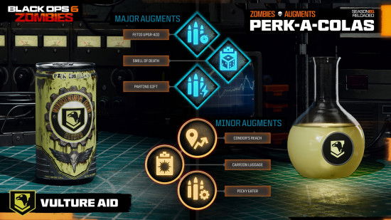 A yellow Black Ops 6 Zombies Perk-A-Cola called Vulture Aid.