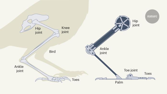Το πόδι εμπνευσμένο από τα πουλιά επιτρέπει στα ρομπότ να πηδήξουν στην πτήση