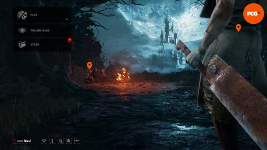 Pyramid Head holds his weapon in the foreground of the DBD menu screen, while Cheryl Mason sits by a campfire in the background, these are the requirements for entering the Dead by Daylight Konami code.