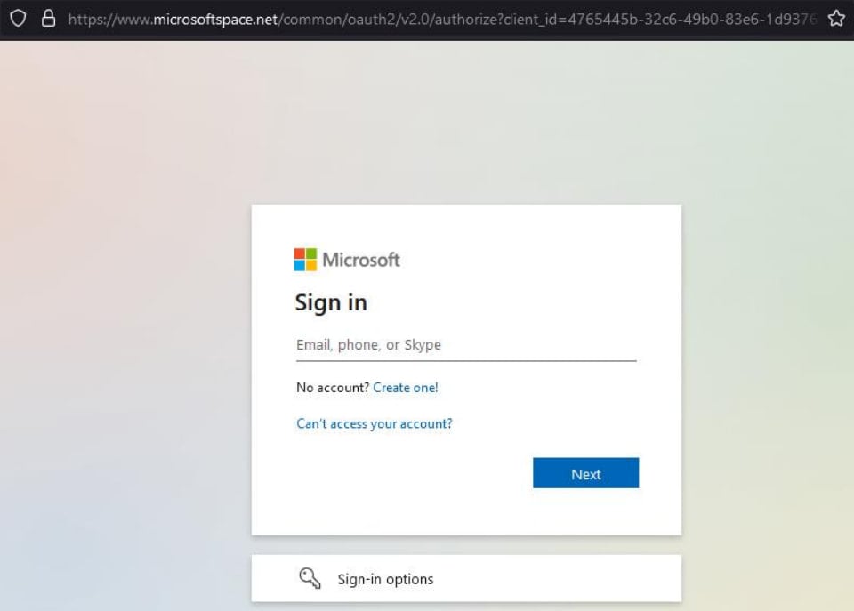 Σελίδα phishing του Microsoft 365