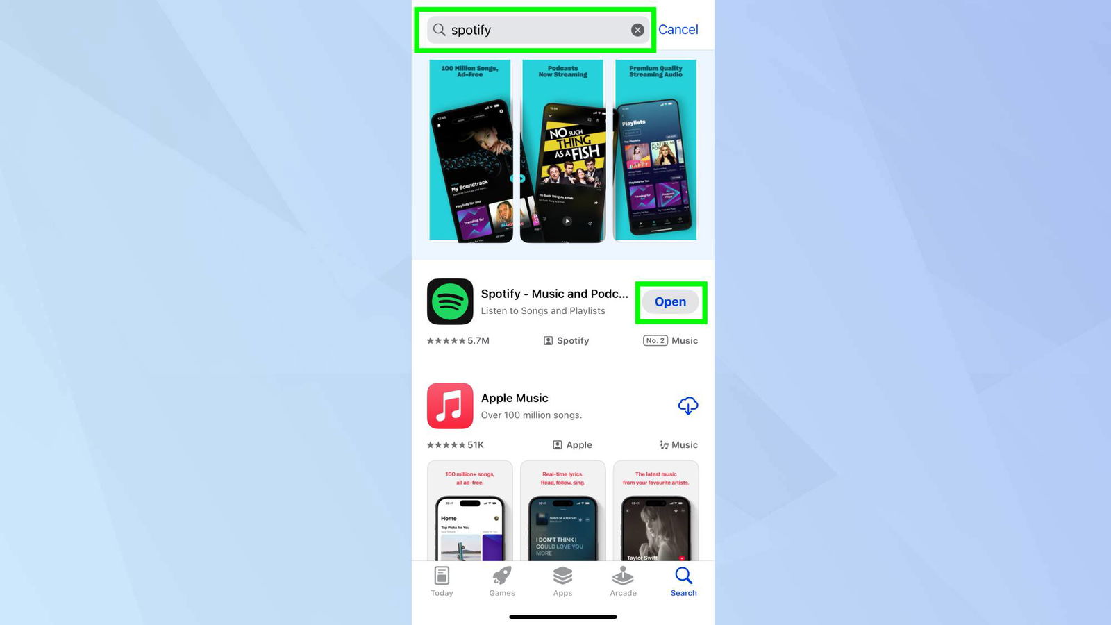 Το Spotify επισημαίνεται στο App Store